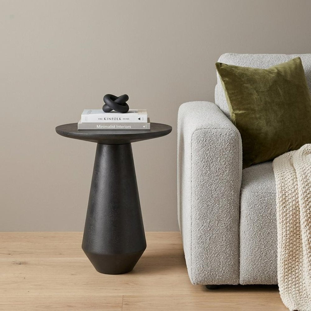 19" Powder Coated Graphite Distressed Aluminum Round Pedestal End Table — view 6