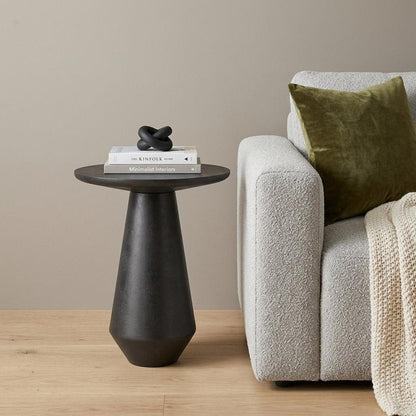 19" Powder Coated Graphite Distressed Aluminum Round Pedestal End Table HomeRoots
