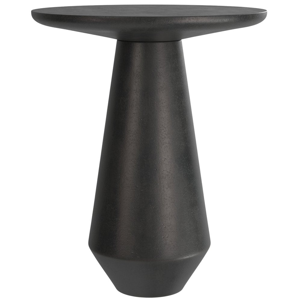 19" Powder Coated Graphite Distressed Aluminum Round Pedestal End Table HomeRoots