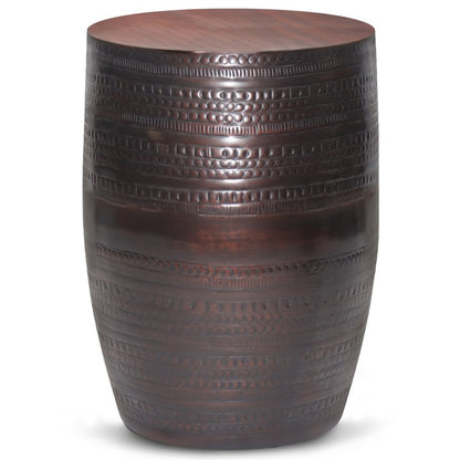 20" Bronze Iron Round Drum End Table HomeRoots