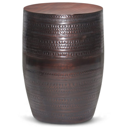 20" Bronze Iron Round Drum End Table HomeRoots
