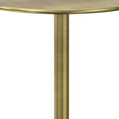 23" Gold Gray and White Iron and Marble Round Pedestal End Table HomeRoots