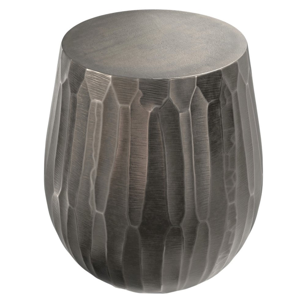 20" Matte Graphite Aluminum Round Drum End Table — view 2