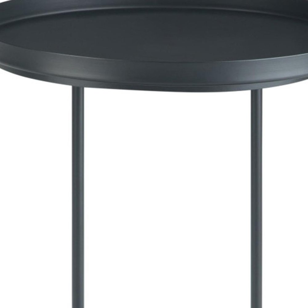 23" Matte Black Iron Round End Table — view 1