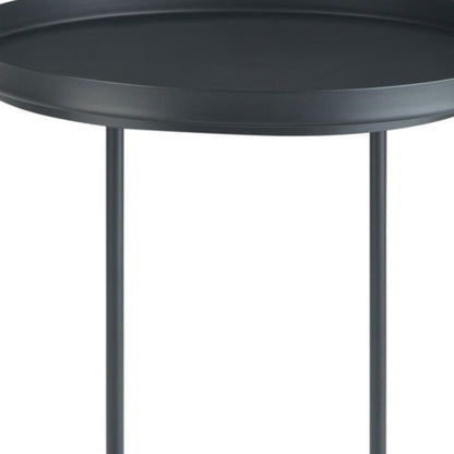 23" Matte Black Iron Round End Table HomeRoots