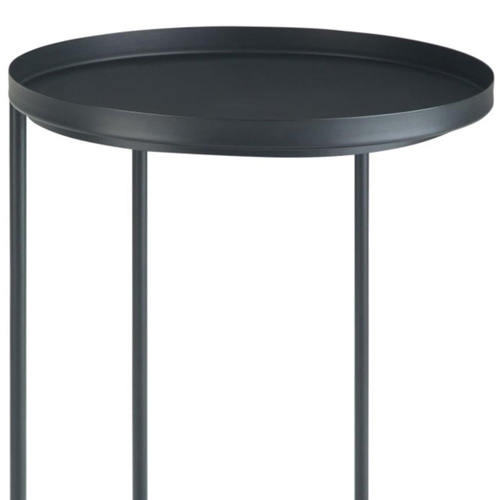 23" Matte Black Iron Round End Table — view 2