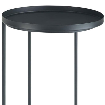 23" Matte Black Iron Round End Table HomeRoots