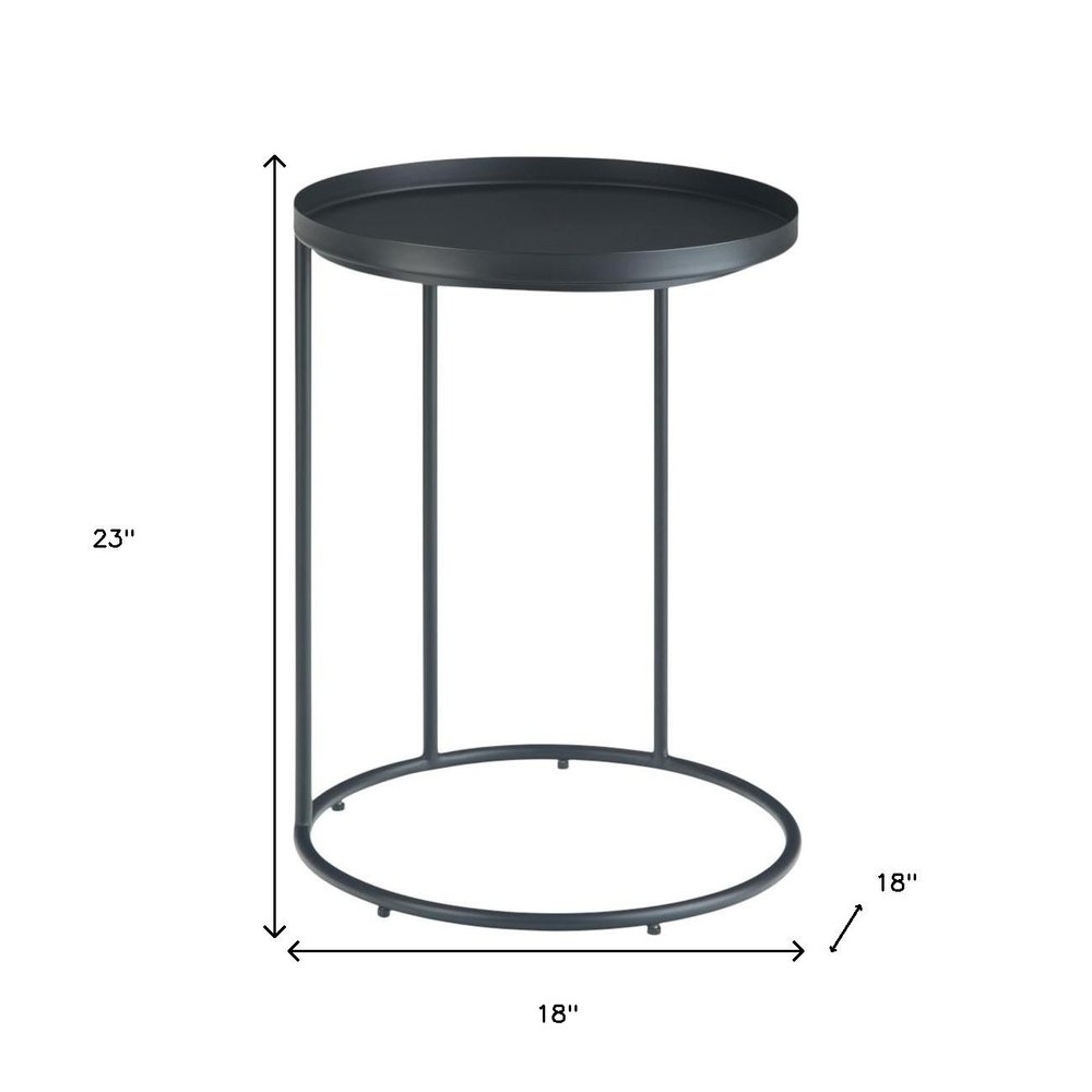 23" Matte Black Iron Round End Table — view 4