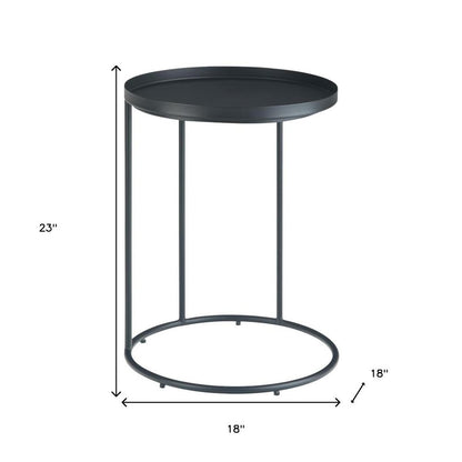 23" Matte Black Iron Round End Table HomeRoots