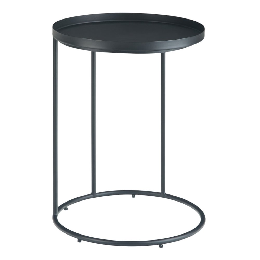 23" Matte Black Iron Round End Table — view 3