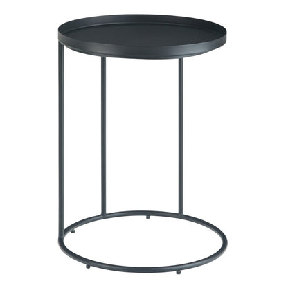23" Matte Black Iron Round End Table