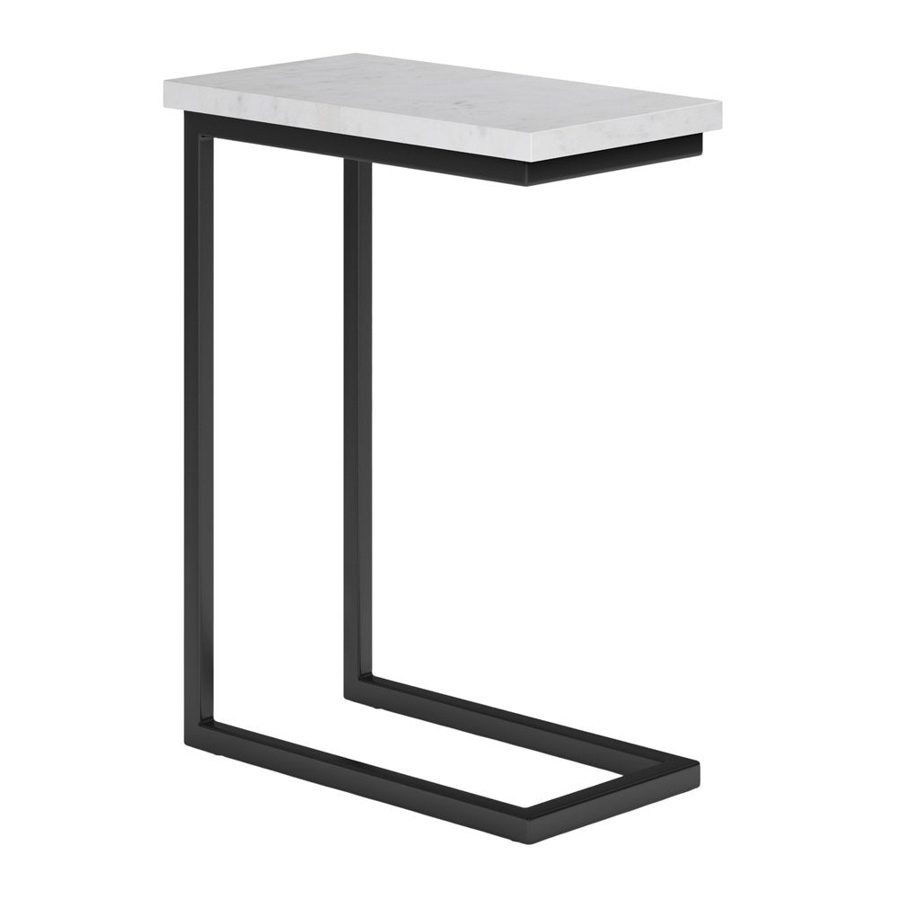 24" White and Black Marble and Iron End Table HomeRoots