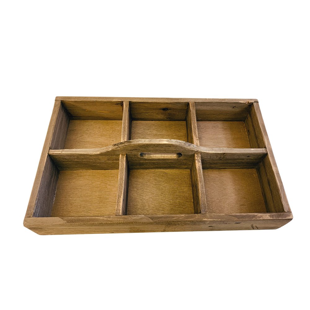 21" Brown Rustic Solid Wood Divided Caddy HomeRoots