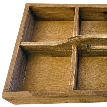 21" Brown Rustic Solid Wood Divided Caddy HomeRoots