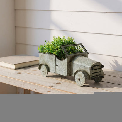 21" Silver Metal Flowers Hand Painted Truck Tabletop Sculpture HomeRoots