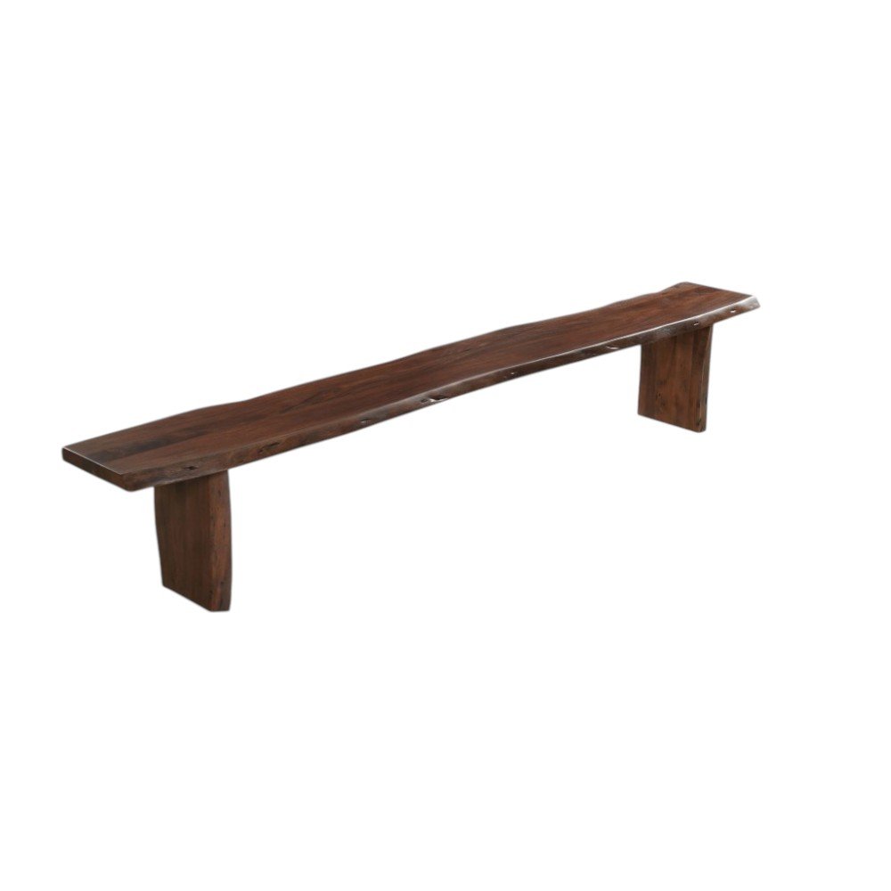 60" Brown Solid Wood Solid Wood Live Edge Dining Bench HomeRoots