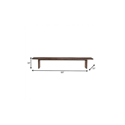 60" Brown Solid Wood Solid Wood Live Edge Dining Bench HomeRoots