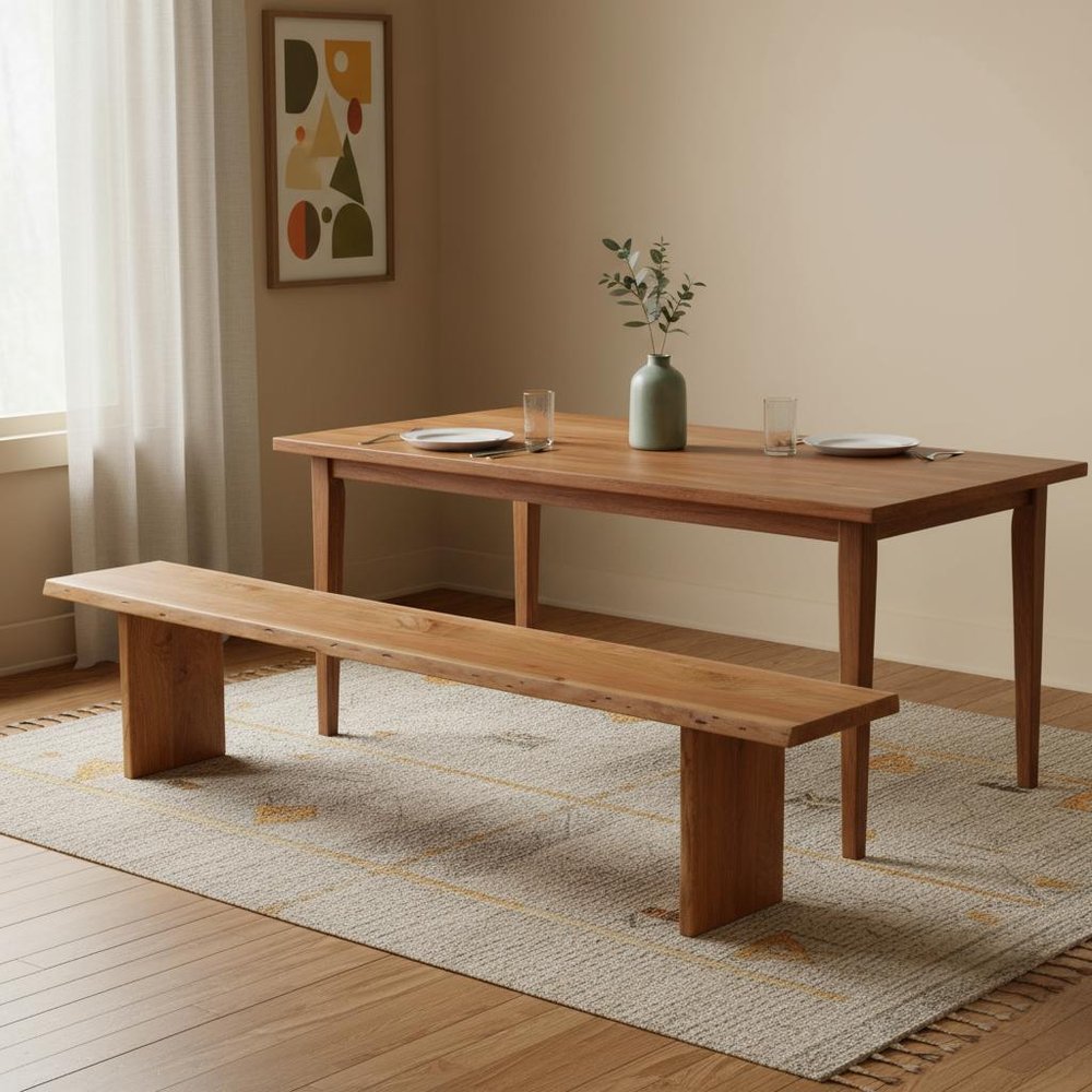 105" Natural Solid Wood Live Edge Dining Bench HomeRoots