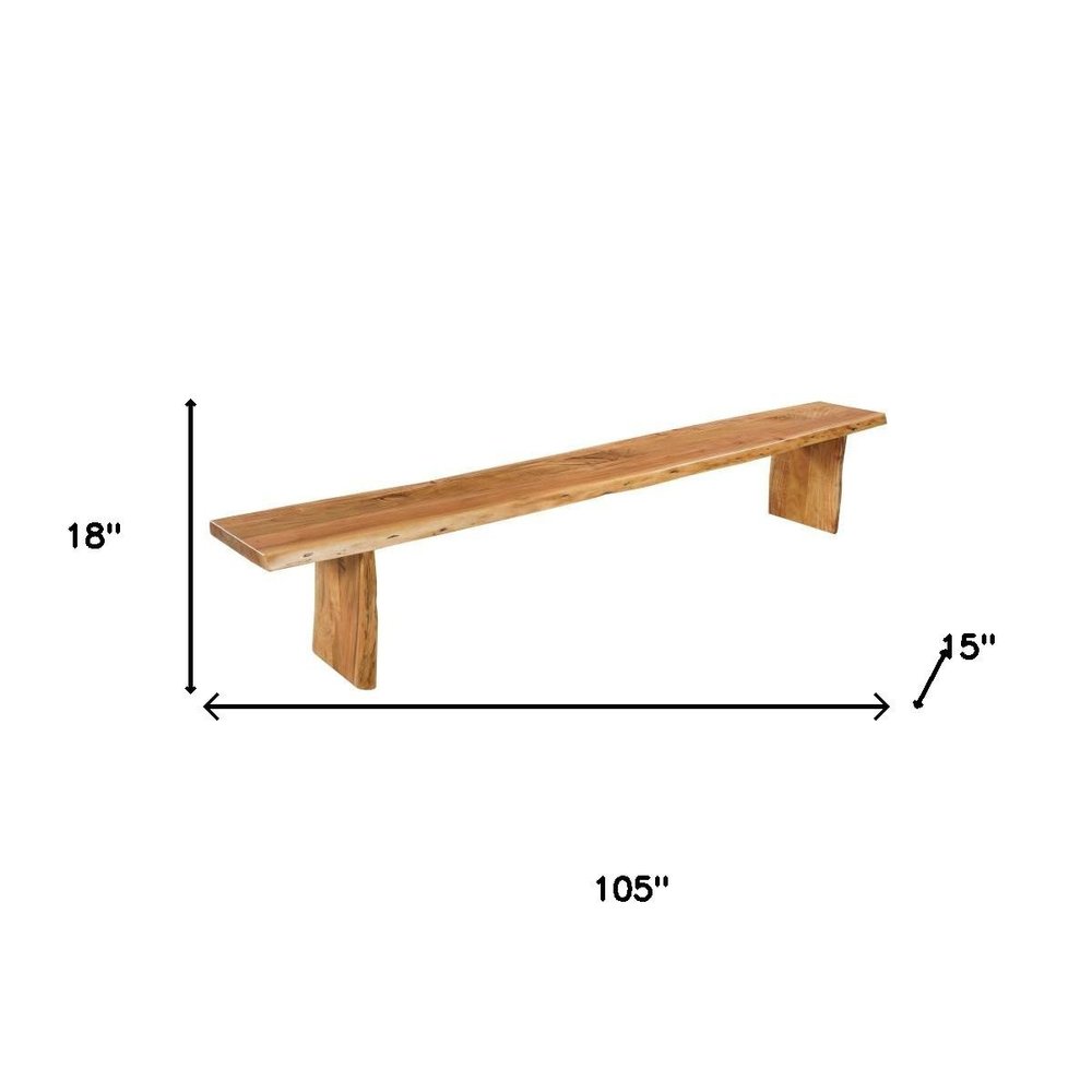 105" Natural Solid Wood Live Edge Dining Bench HomeRoots