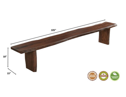 105" Brown Solid Wood Solid Wood Live Edge Dining Bench HomeRoots