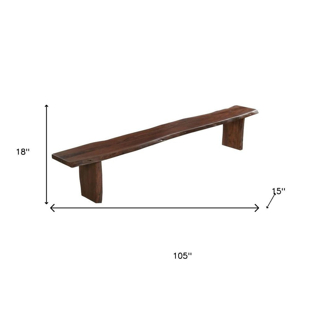 105" Brown Solid Wood Solid Wood Live Edge Dining Bench HomeRoots