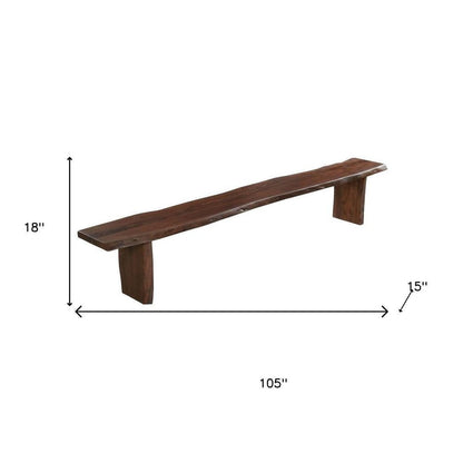 105" Brown Solid Wood Solid Wood Live Edge Dining Bench HomeRoots
