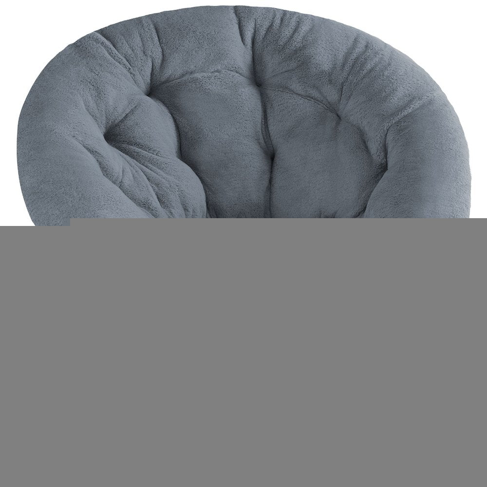 26" Gray and Bronze Tufted Faux Fur and Metal Folding Lounge Chair HomeRoots