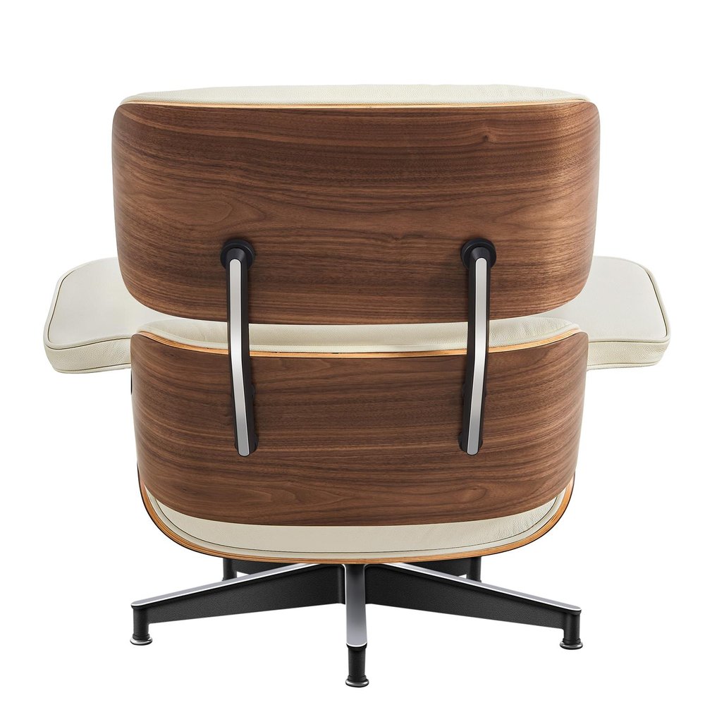 27" Off White and Light Brown Tufted Genuine Leather Swivel Lounge Chair With Ottoman HomeRoots