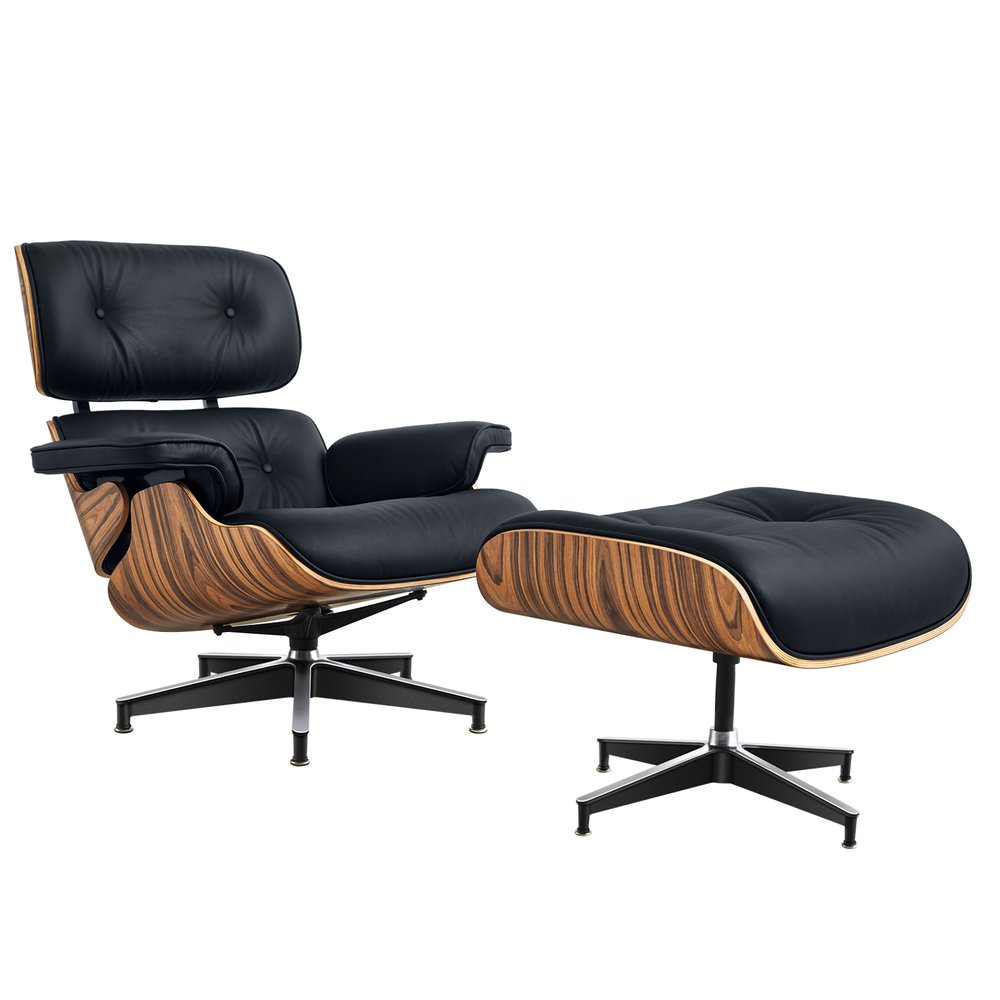 27" Black and Brown Tufted Genuine Cowhide Swivel Lounge Chair With Ottoman HomeRoots