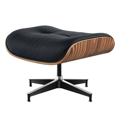 27" Black and Brown Tufted Genuine Cowhide Swivel Lounge Chair With Ottoman HomeRoots