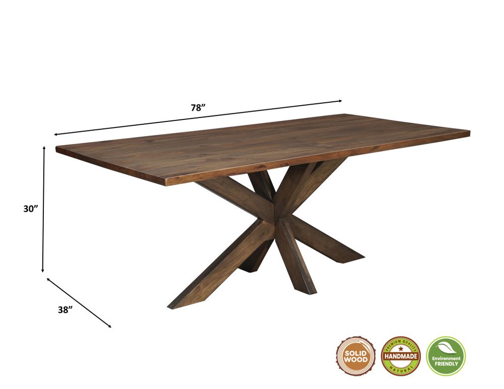 Seven Piece Brown Solid Wood Dining Set with Six Chairs HomeRoots