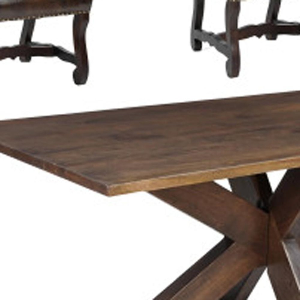 Seven Piece Brown Solid Wood Dining Set with Six Chairs HomeRoots