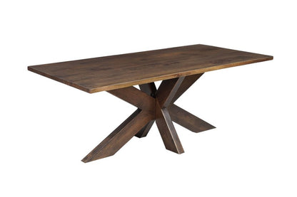 Seven Piece Brown Solid Wood Dining Set with Six Chairs HomeRoots