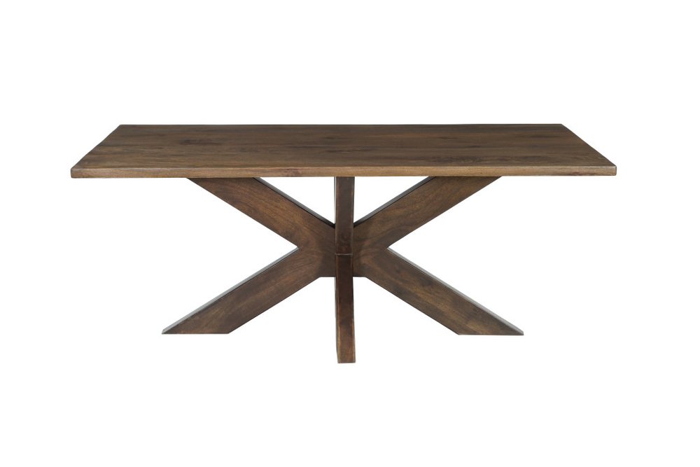 Seven Piece Brown Solid Wood Dining Set with Six Chairs HomeRoots