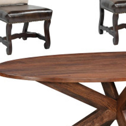 Seven Piece Brown Solid Wood Dining Set with Six Chairs HomeRoots