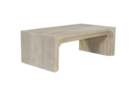 51" White Solid Wood Double Pedestal Coffee Table HomeRoots