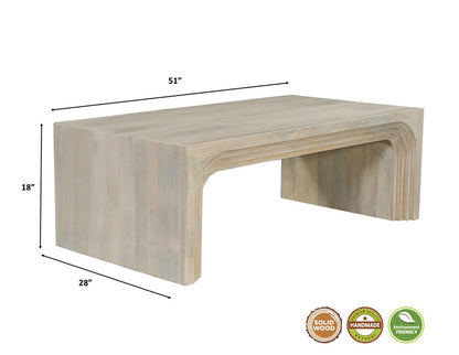 51" White Solid Wood Double Pedestal Coffee Table HomeRoots
