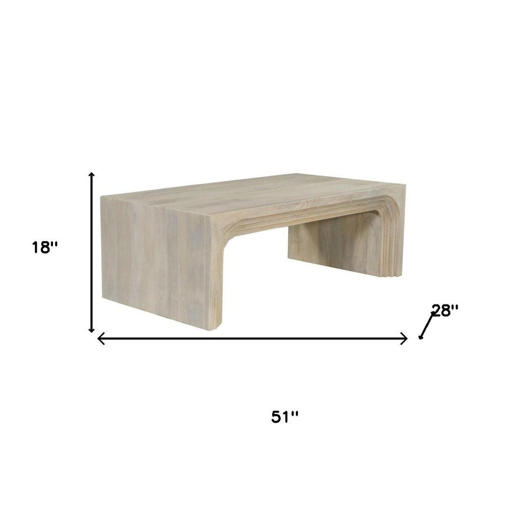 51" White Solid Wood Double Pedestal Coffee Table — view 6