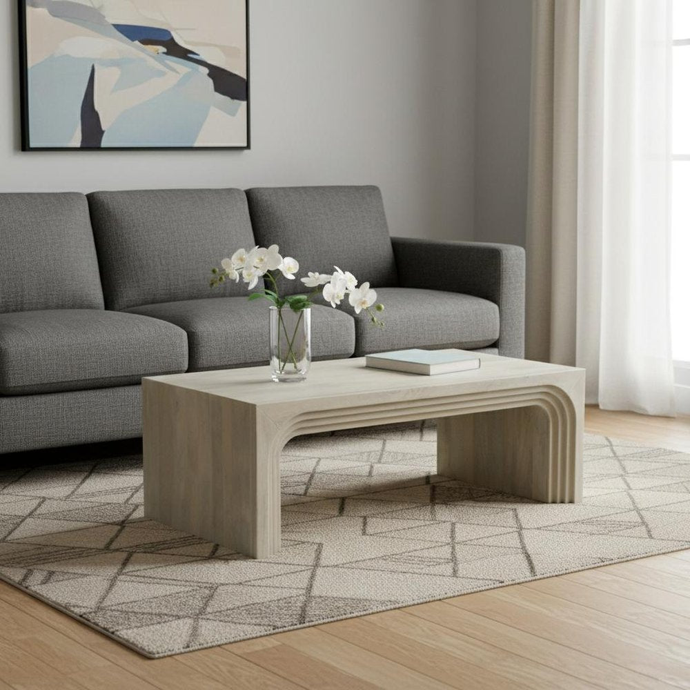 51" White Solid Wood Double Pedestal Coffee Table — view 7