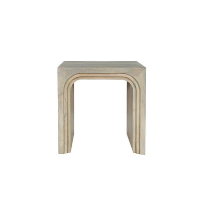 24" White Solid Wood Square Sled End Table HomeRoots