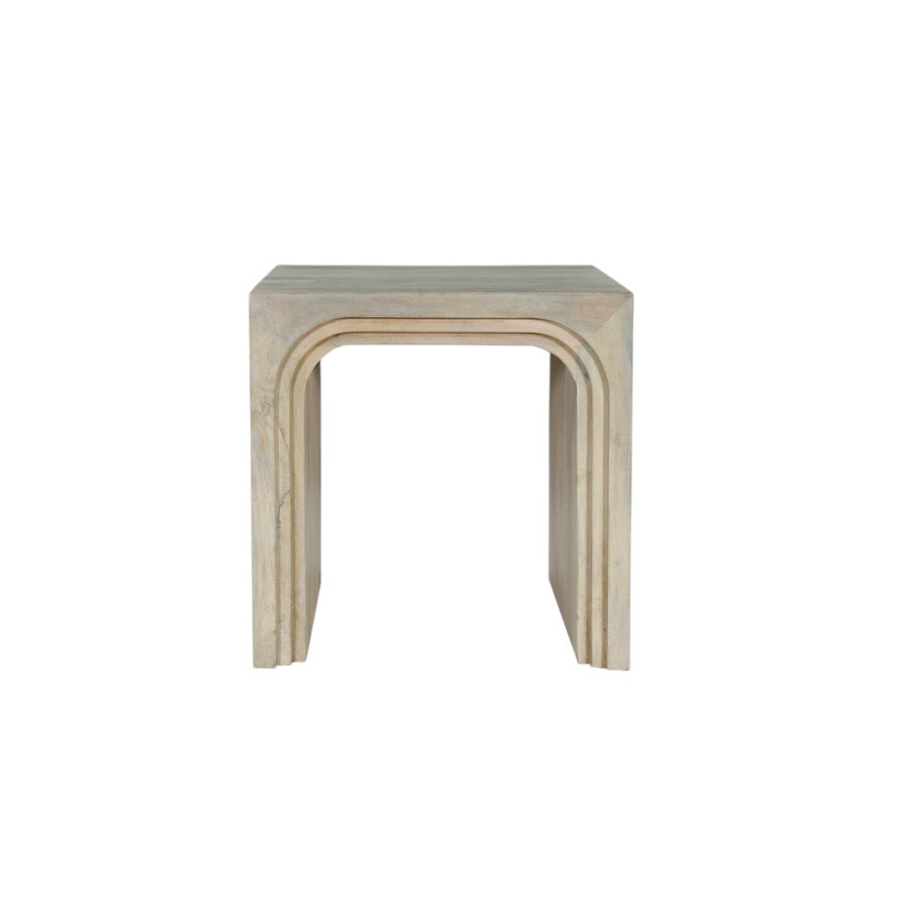 24" White Solid Wood Square Sled End Table HomeRoots