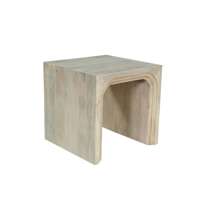 24" White Solid Wood Square Sled End Table HomeRoots