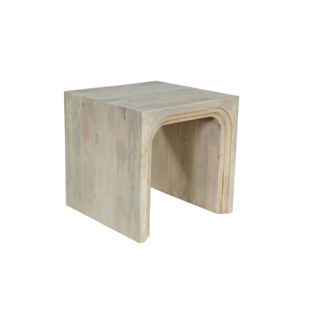 24" White Solid Wood Square Sled End Table HomeRoots