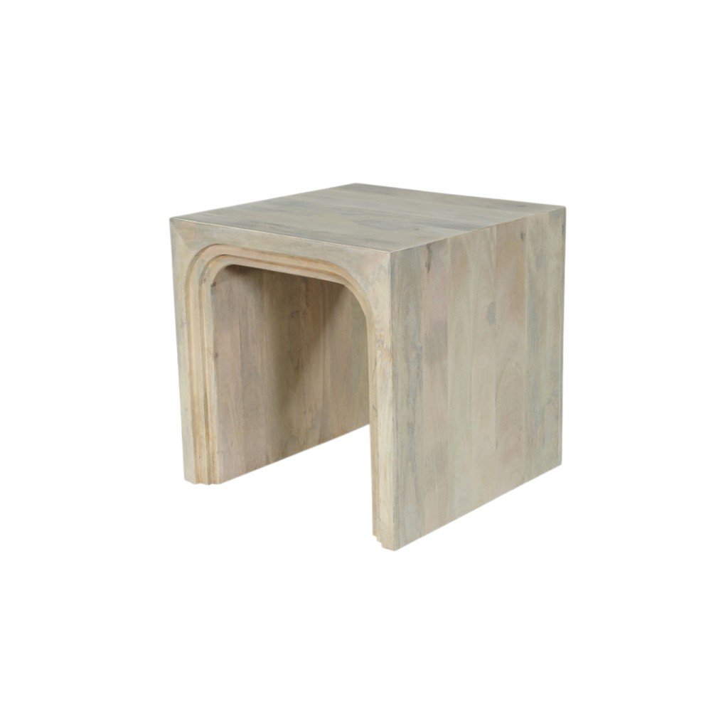 24" White Solid Wood Square Sled End Table HomeRoots