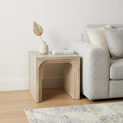 24" White Solid Wood Square Sled End Table HomeRoots