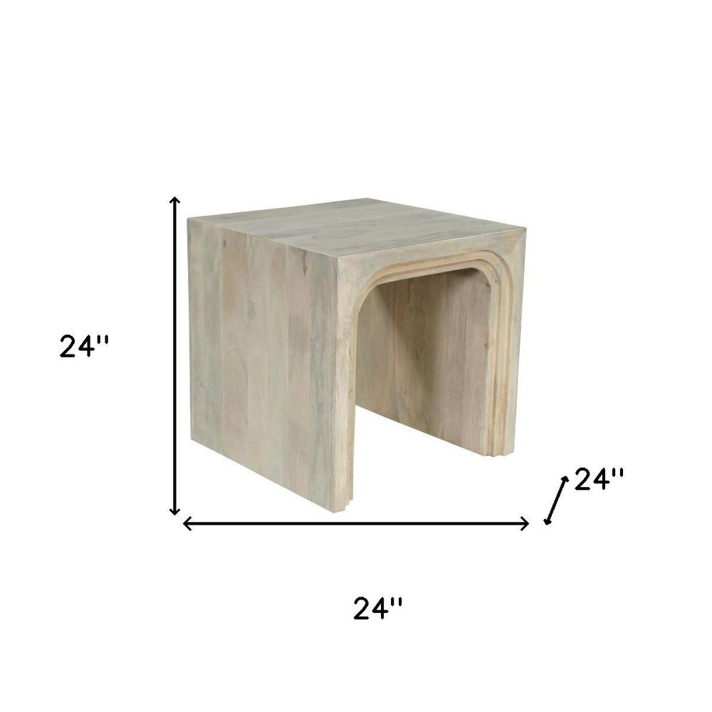 24" White Solid Wood Square Sled End Table HomeRoots