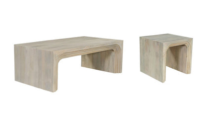 Set Of Two Natural Solid Wood Sled Coffee Table HomeRoots