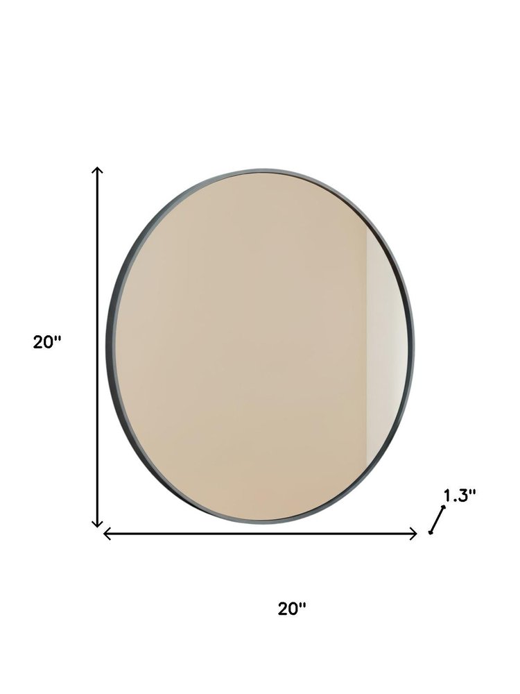 20" Black Metal Round Framed Bathroom Vanity Mirror HomeRoots