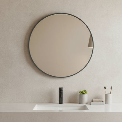 20" Black Metal Round Framed Bathroom Vanity Mirror HomeRoots