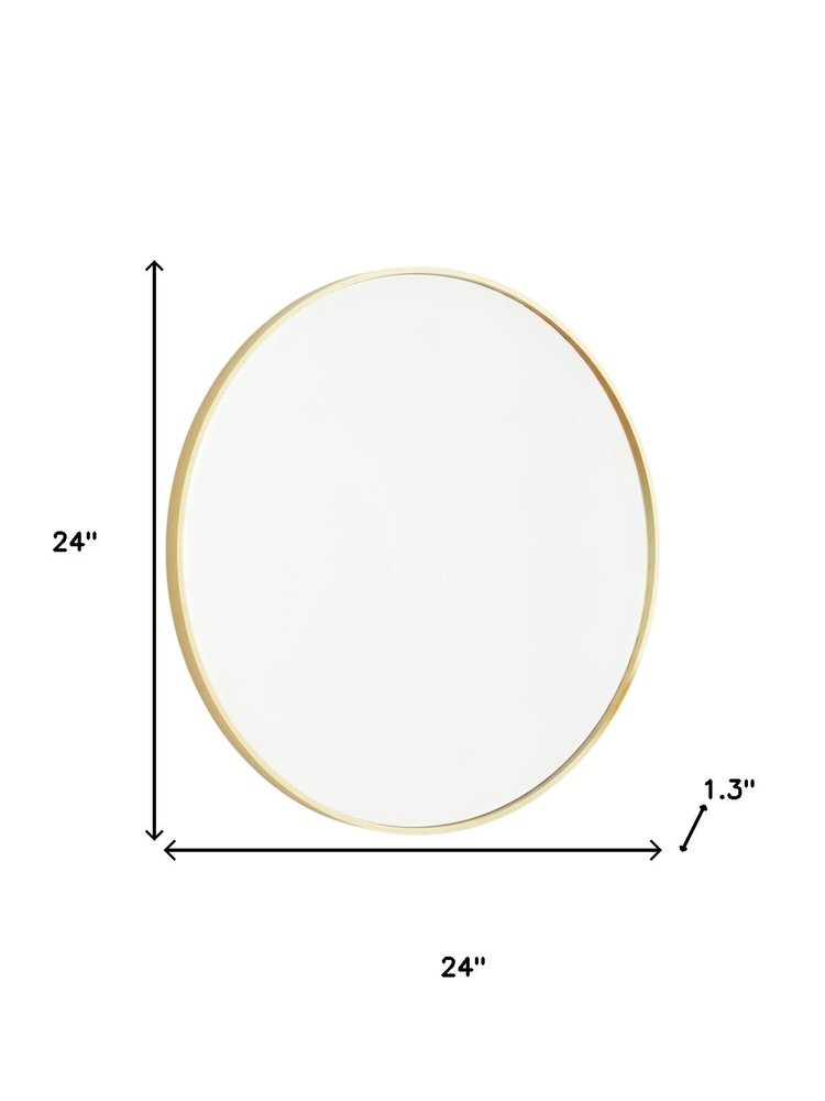 24" Gold Metal Round Framed Bathroom Vanity Mirror HomeRoots